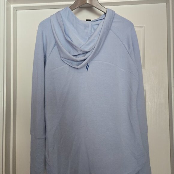 Skechers GoLounge Hooded Sweatshirt Hoodie Women’s Large Light Blue Thumbholes S - Picture 3 of 8